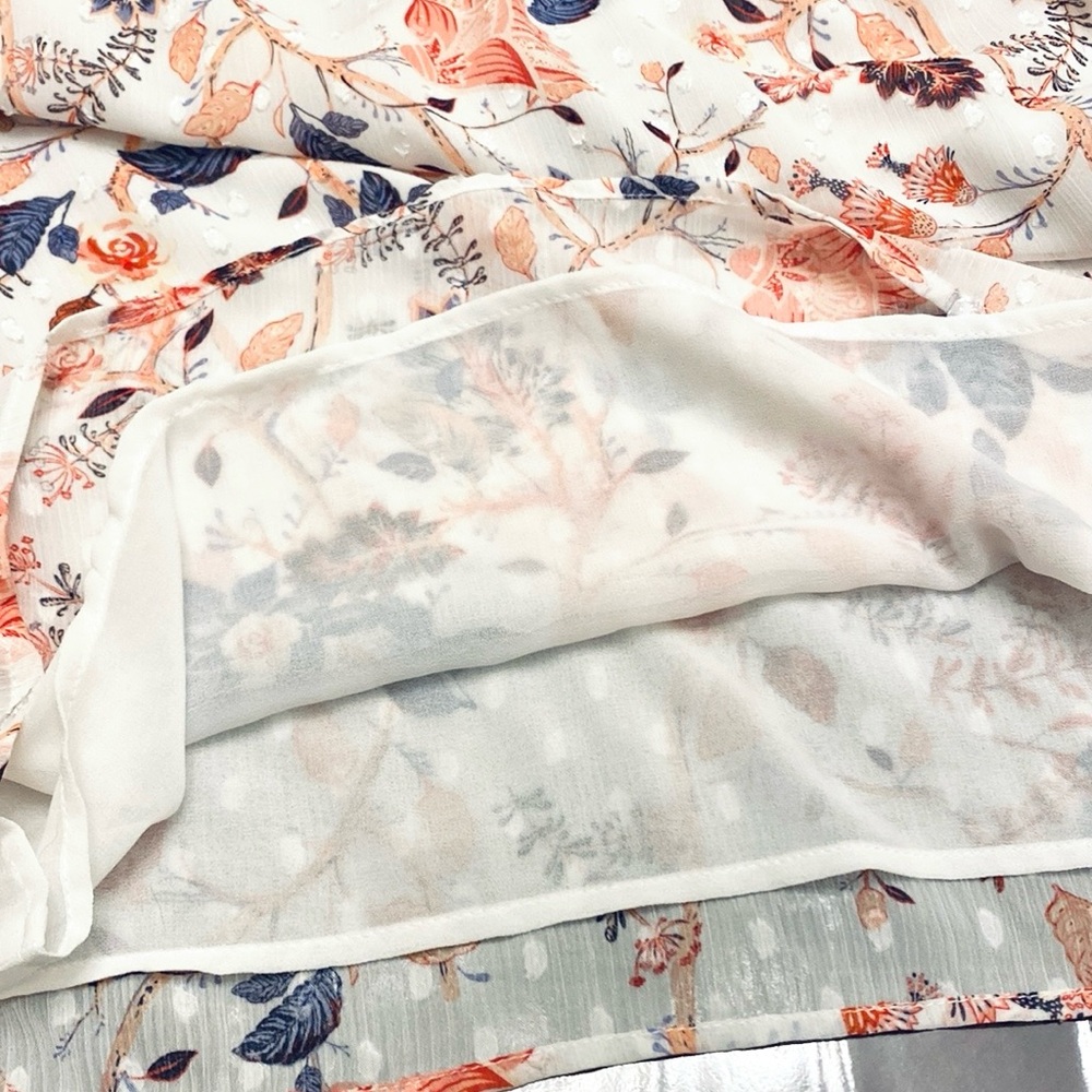 Rachel Zoe White Orange Purple Floral XL Boho Chic Bloomcore Romantic Ruffle Top - Picture 11 of 14